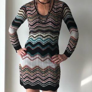 MISSONI LONG SLEEVE PATTERN MINI DRESS
